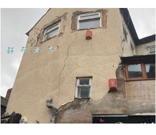 Deterioration on the original building at 2 Walker Street