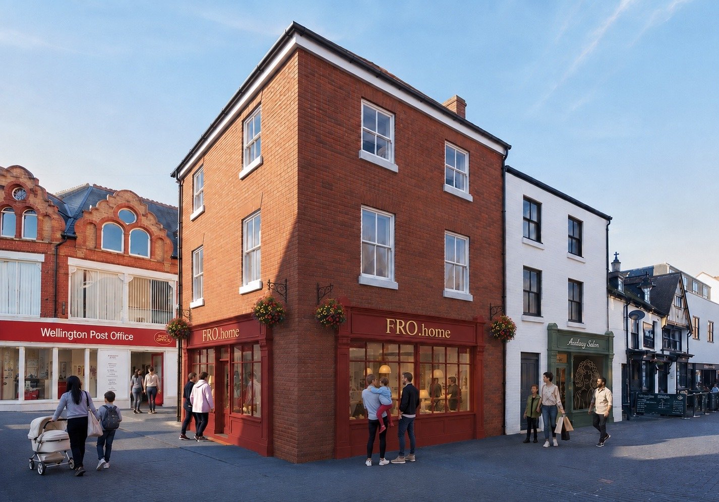 Architectural render of the proposed FRO.home showroom
